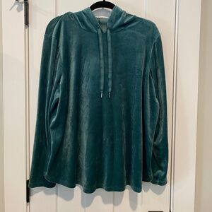 Lane Bryant Livi Green Velour Hooded Pullover Sweatshirt 18/20
